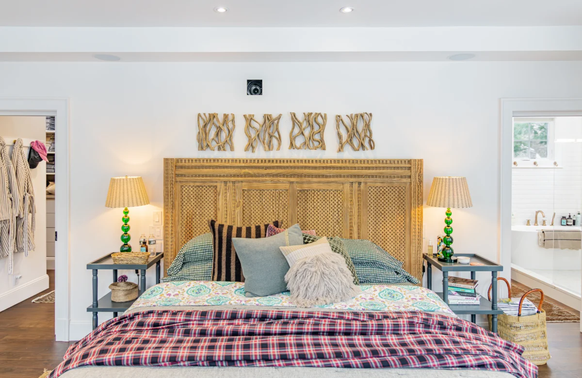 East Hampton master bedroom headboard detail